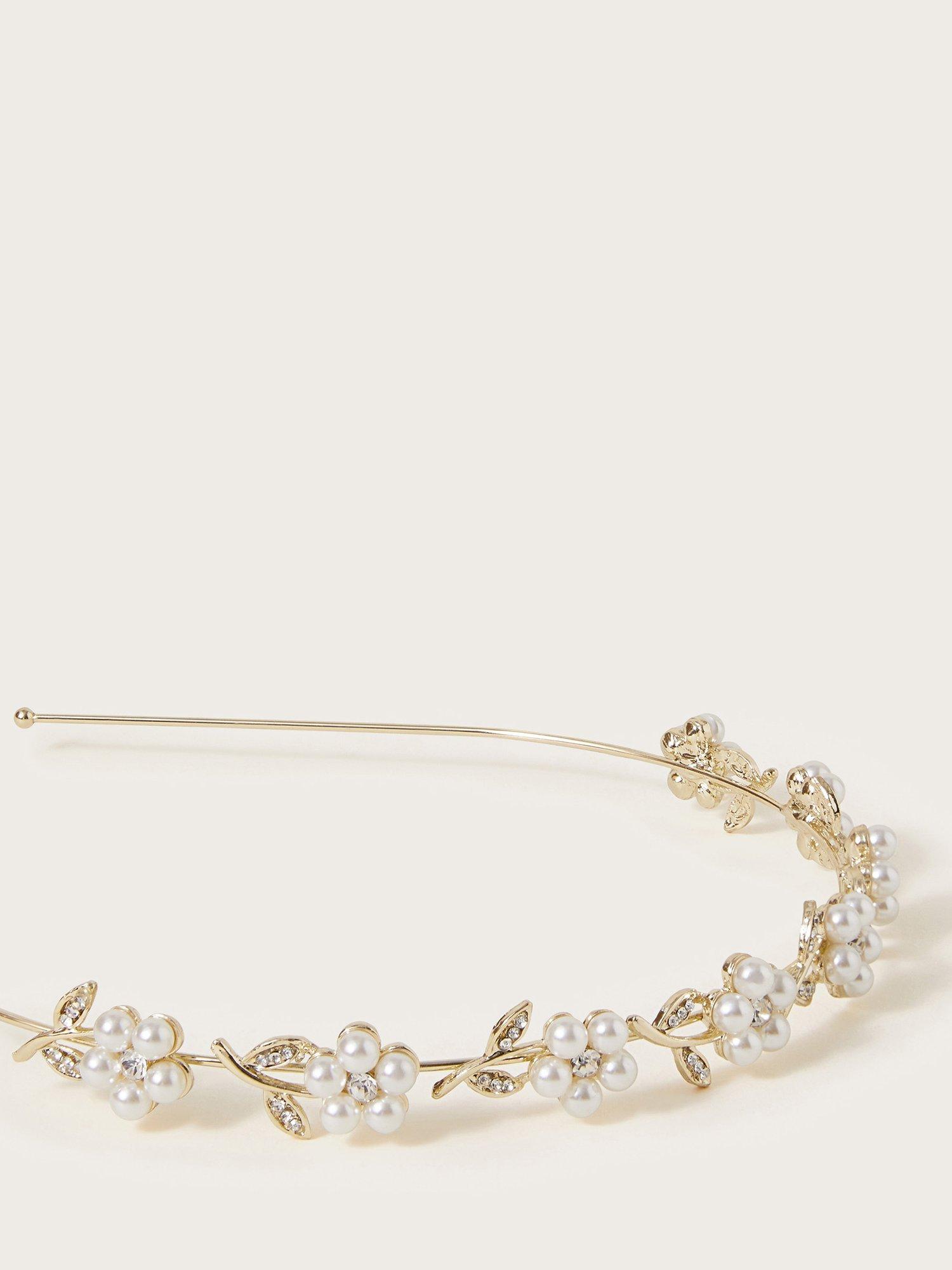 Product image 2 of 2, which shows Monsoon Kids' Beaded Flower Headband, Ivory, One Size
