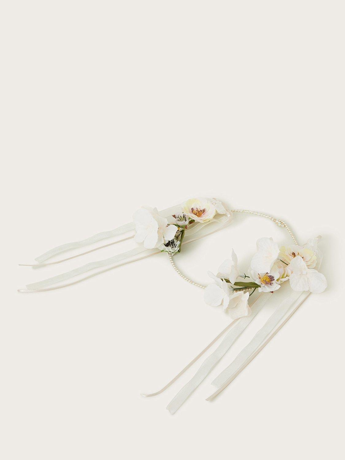 Product image 1 of 2, which shows Monsoon Kids' Floral Hair Garland, Ivory, One Size