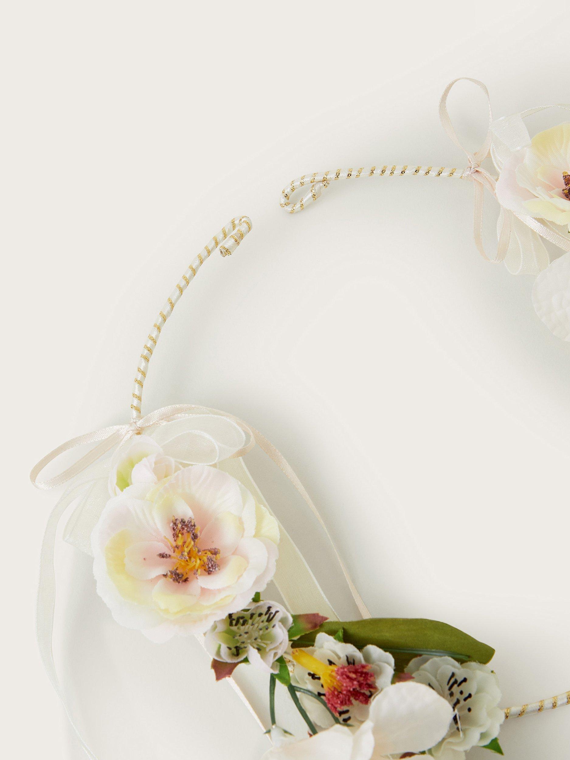 Product image 2 of 2, which shows Monsoon Kids' Floral Hair Garland, Ivory, One Size