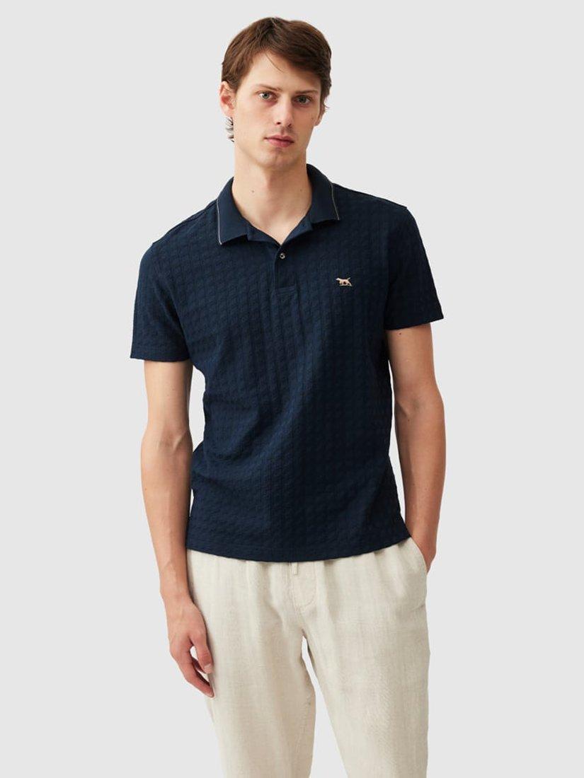 Product image 1 of 5, which shows Rodd & Gunn Glen Albyn Premium Cotton Slim Fit Short Sleeve Polo Shirt, Eclipse, XS