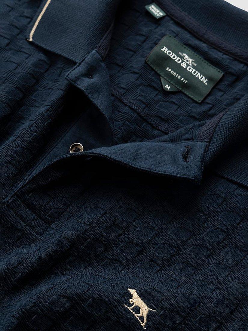 Product image 5 of 5, which shows Rodd & Gunn Glen Albyn Premium Cotton Slim Fit Short Sleeve Polo Shirt, Eclipse, XS