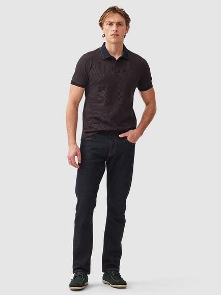 Rodd & Gunn Lynden Geo Print Premium Cotton Slim Fit Short Sleeve Polo Shirt - view 2, Midnight