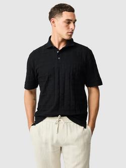 Rodd & Gunn Rosskeen Textured Premium Cotton Regular Fit Short Sleeve Polo Shirt, Noir