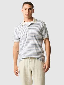 Rodd & Gunn Somes Island Striped Premium Cotton Slim Fit Short Sleeve Polo Shirt, Natural, Natural