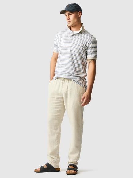 Rodd & Gunn Somes Island Striped Premium Cotton Slim Fit Short Sleeve Polo Shirt, Natural - view 2, Natural