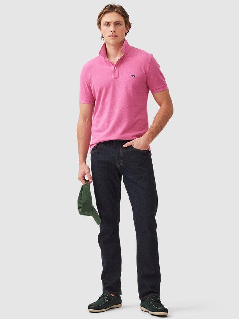 Product image 2 of 5, which shows Rodd & Gunn The Gunn Cotton Slim Fit Short Sleeve Polo Shirt, Flamingo, XS