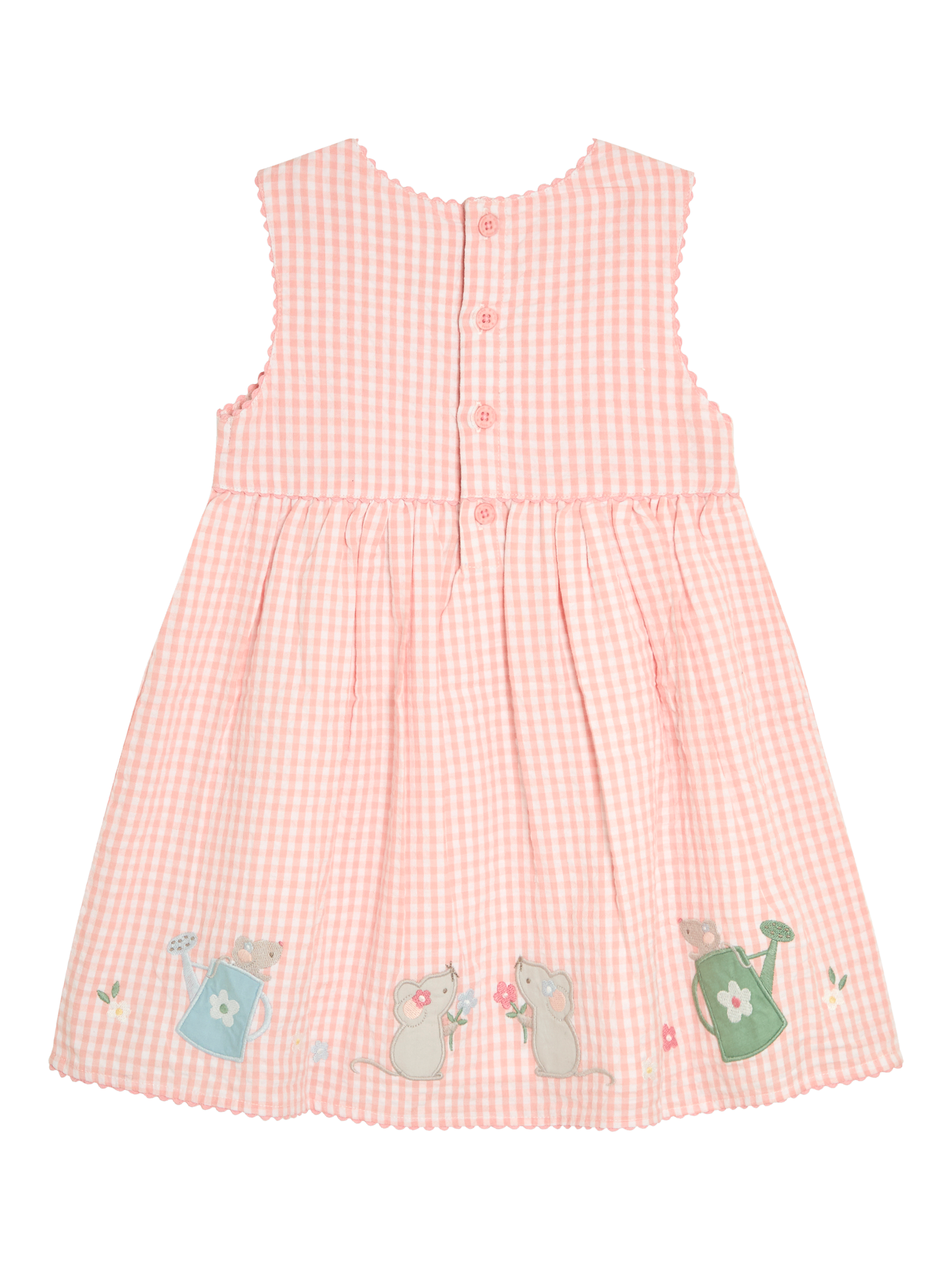 Product image 2 of 3, which shows JoJo Maman Bébé Kids' Mouse Applique Dress, Pink, 6-12 months