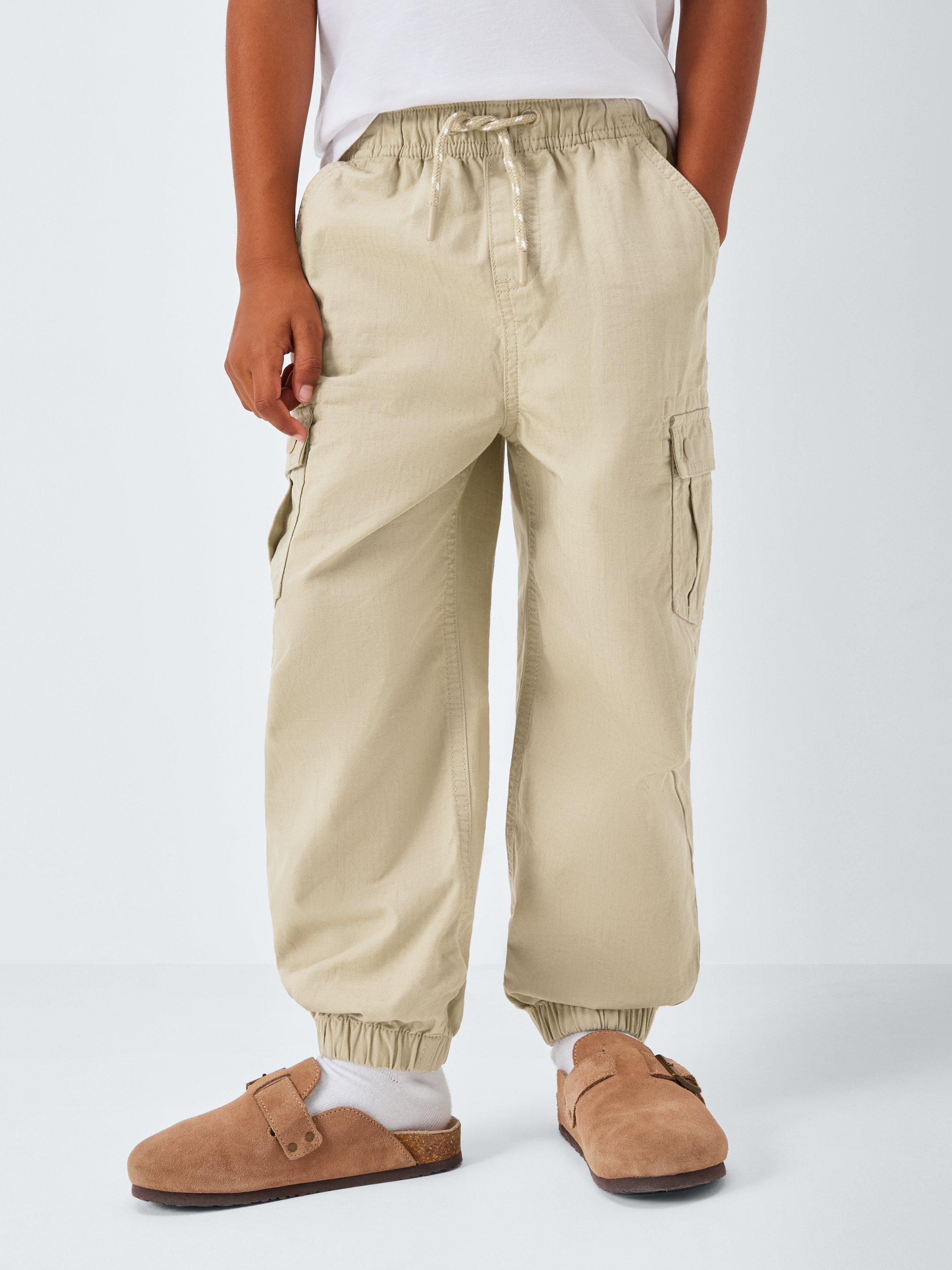 Product image 1 of 7, which shows John Lewis Kids' Ribstop Cargo Trousers, Natural, 4 years