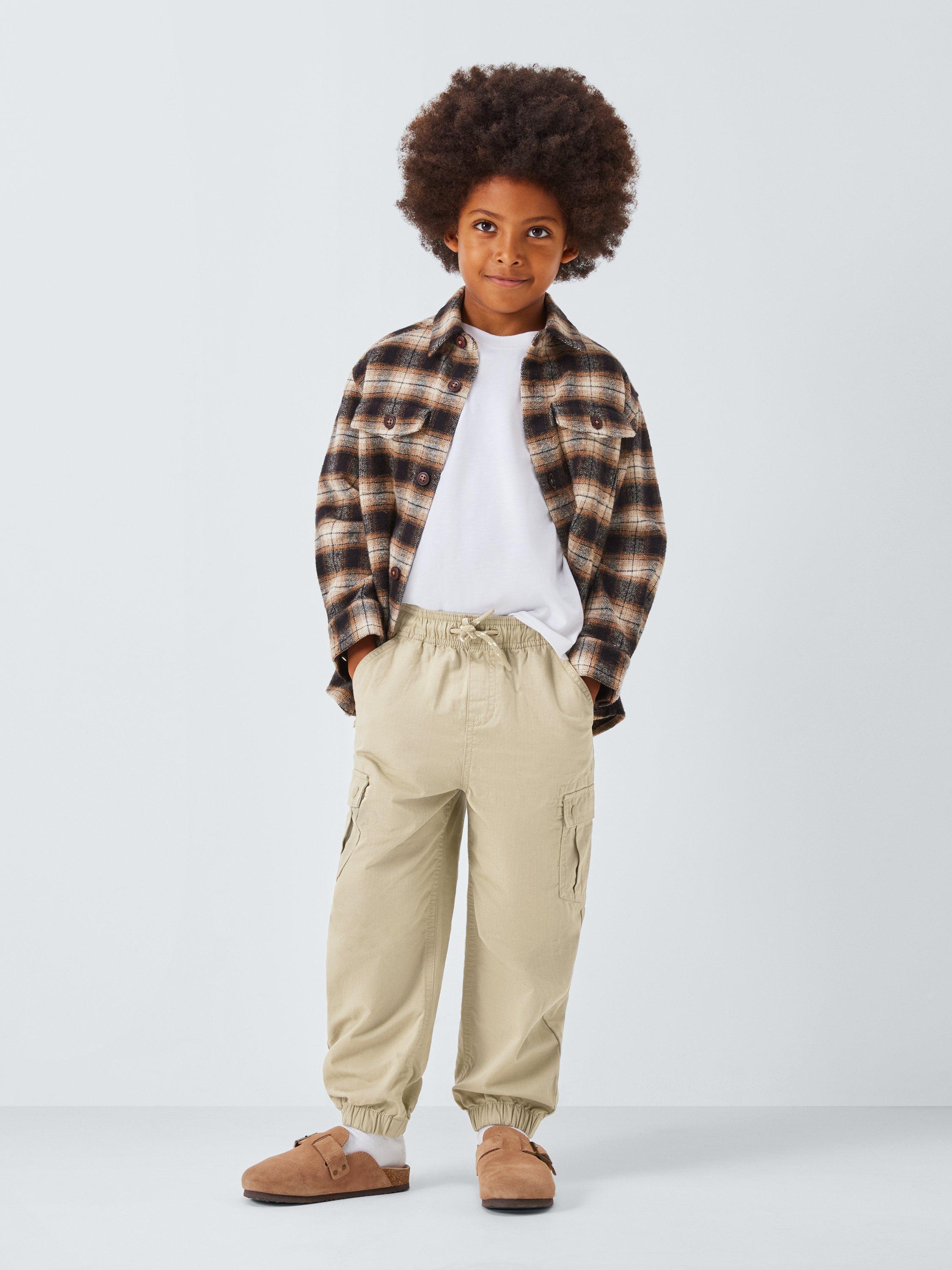Product image 2 of 7, which shows John Lewis Kids' Ribstop Cargo Trousers, Natural, 4 years