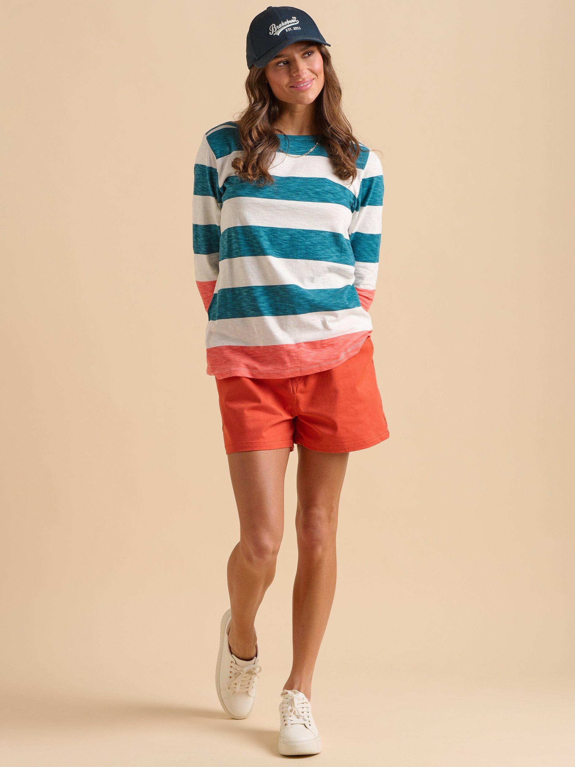 Product image 4 of 6, which shows Brakeburn Coastal Stripe Top, Teal, 8