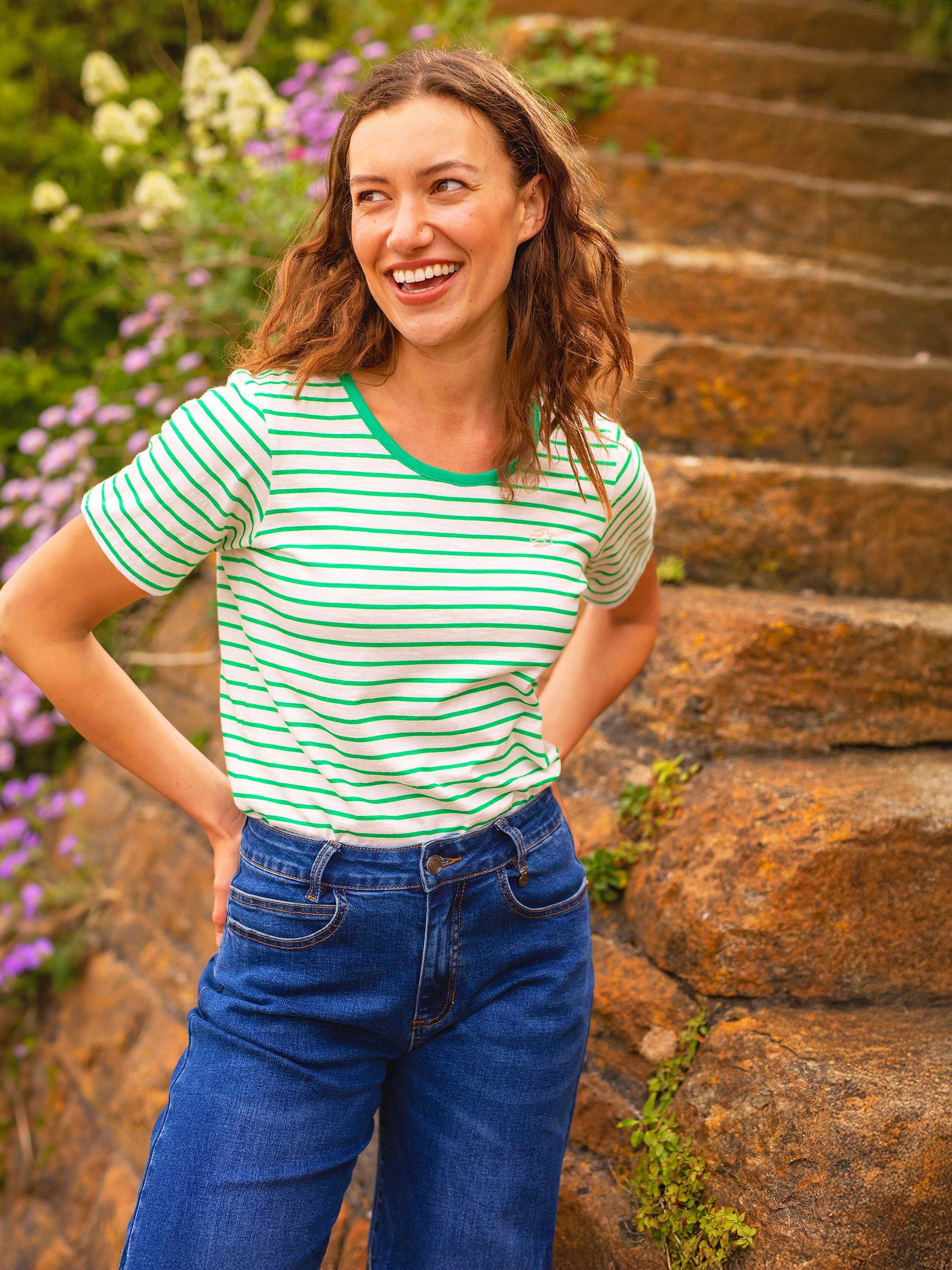 Product image 1 of 5, which shows Brakeburn Stripe Short Sleeve T-Shirt, Green, 8