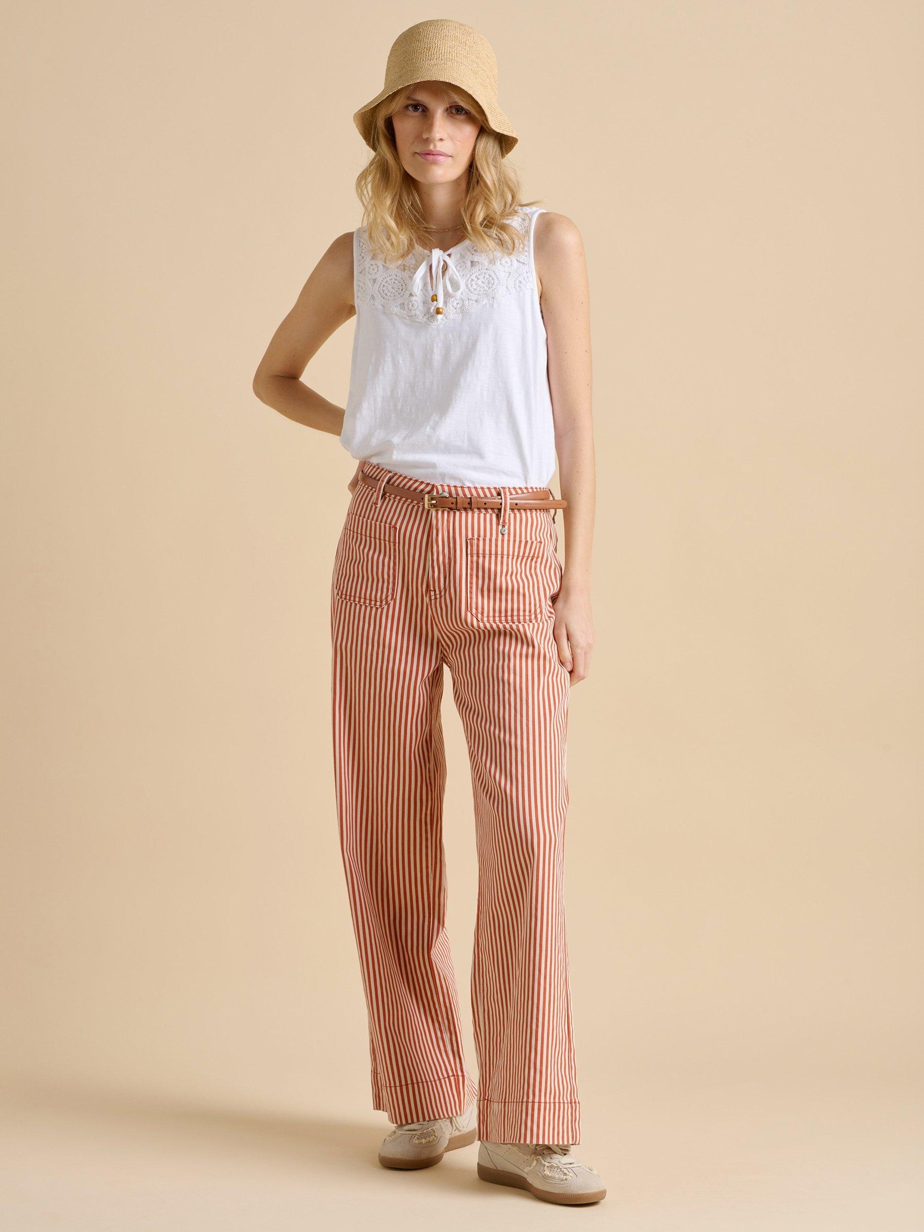 Product image 1 of 4, which shows Brakeburn Reef Lace Panel Vest Top, Cream, 8