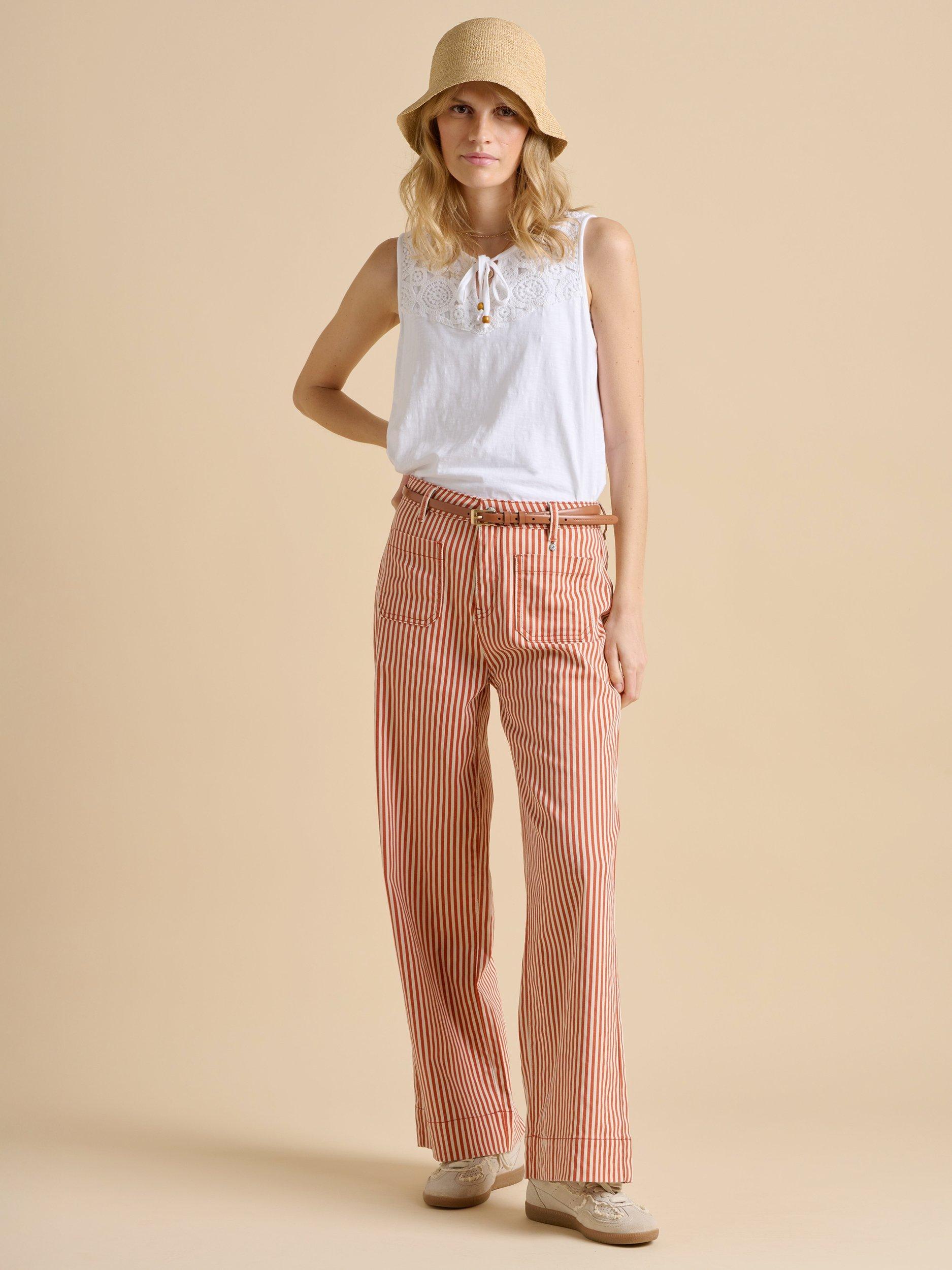 Product image 4 of 4, which shows Brakeburn Reef Lace Panel Vest Top, Cream, 8
