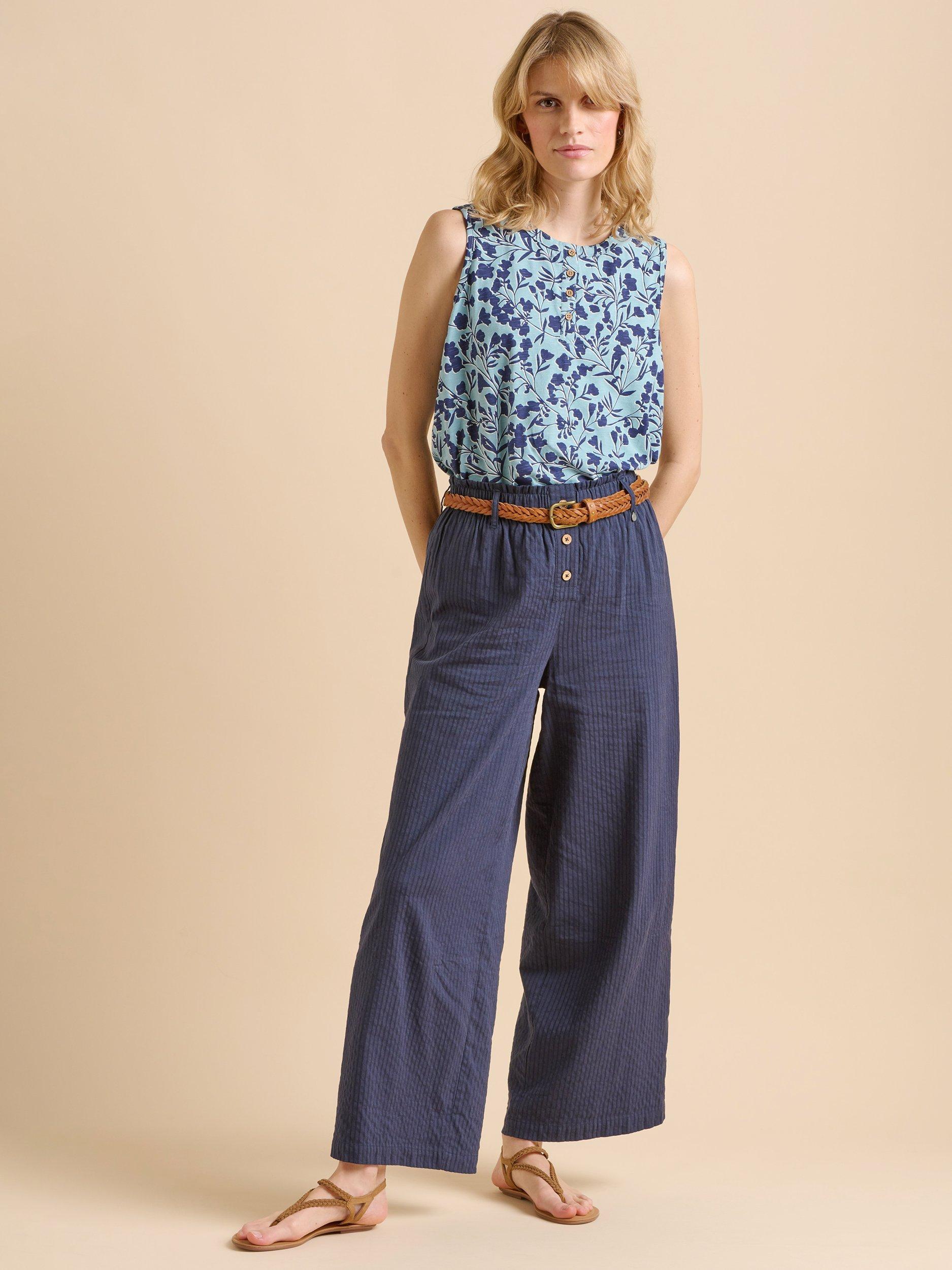 Product image 1 of 6, which shows Brakeburn Shadow Floral Vest Top, Blue, 8