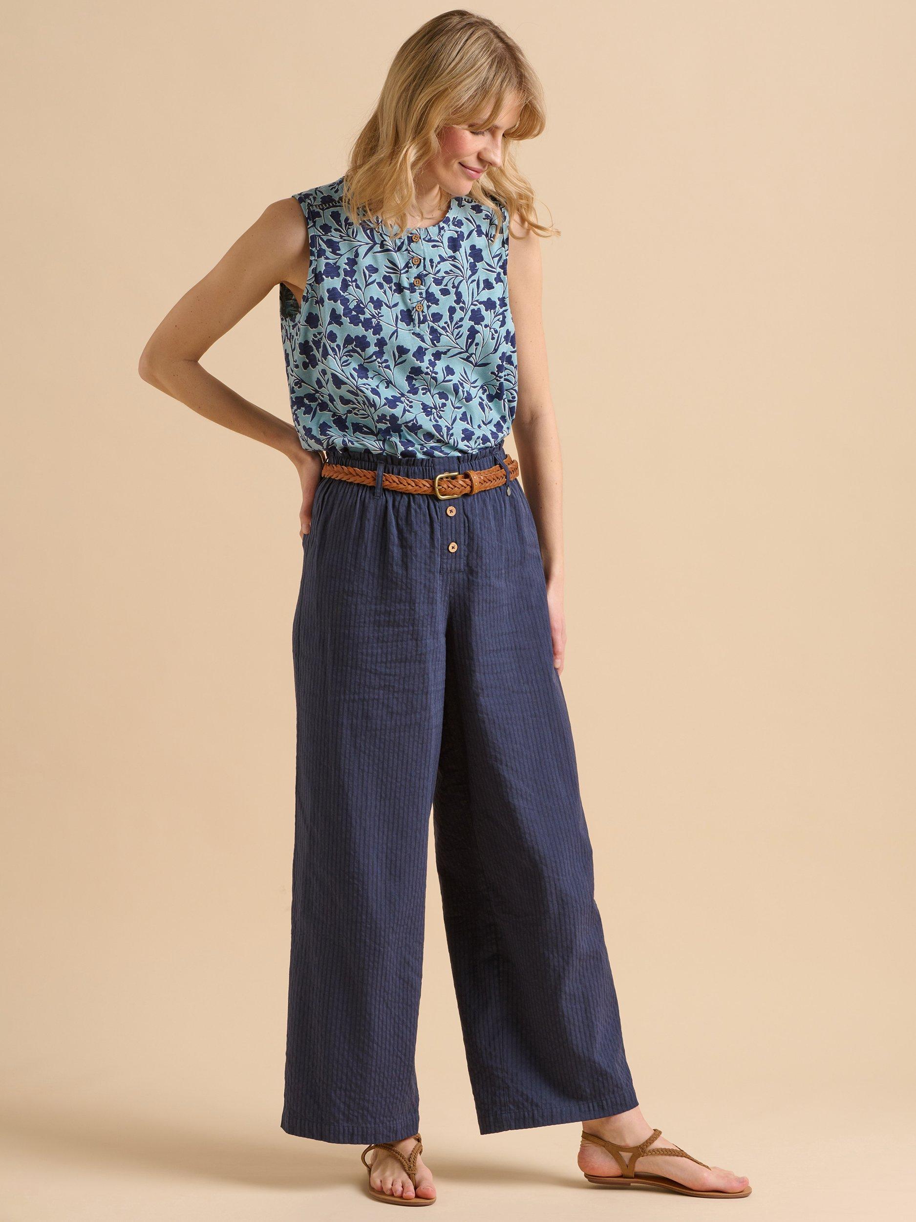Product image 4 of 6, which shows Brakeburn Shadow Floral Vest Top, Blue, 8