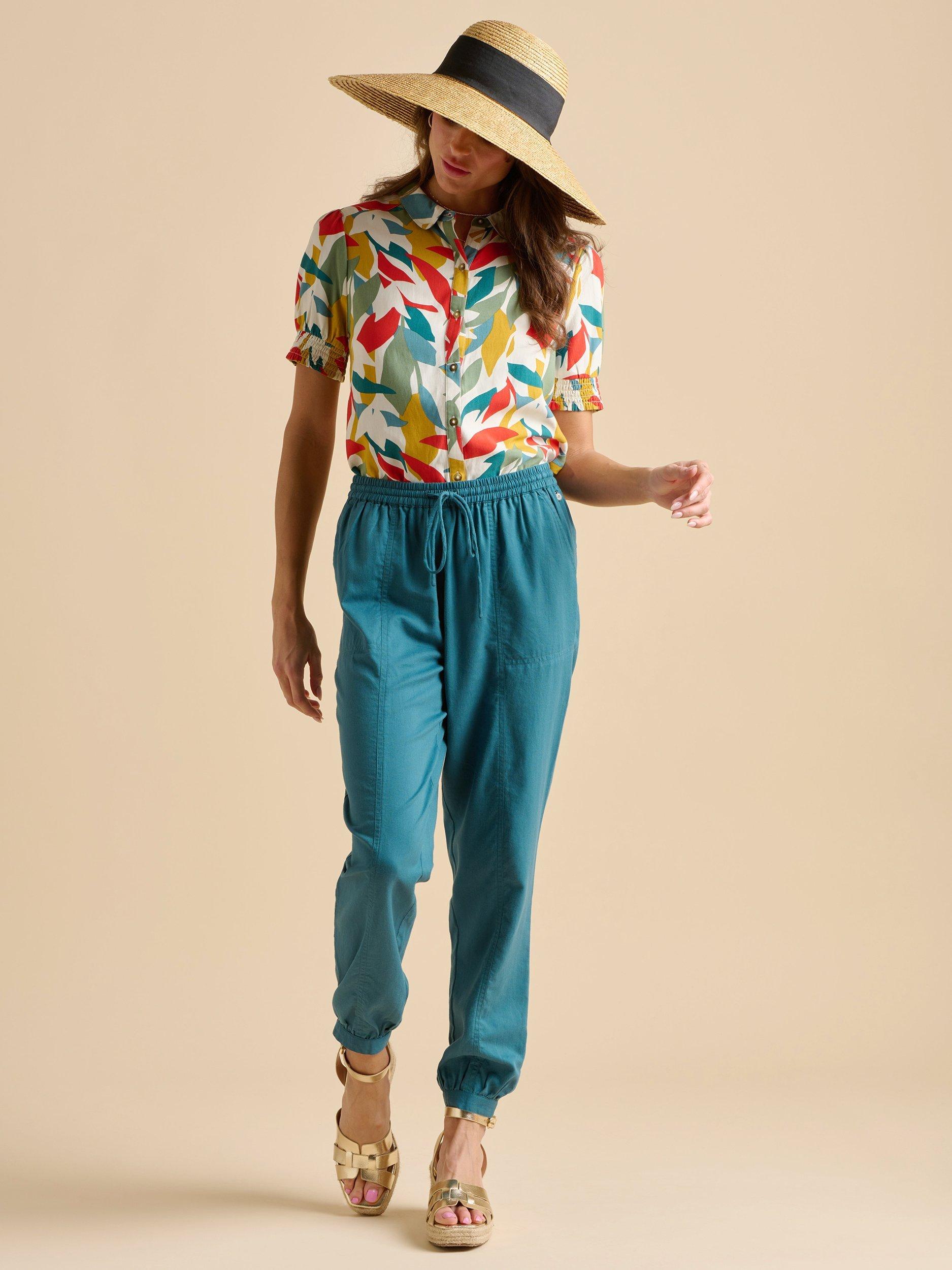 Product image 4 of 5, which shows Brakeburn Cuffed Hem Trousers, Teal, 8