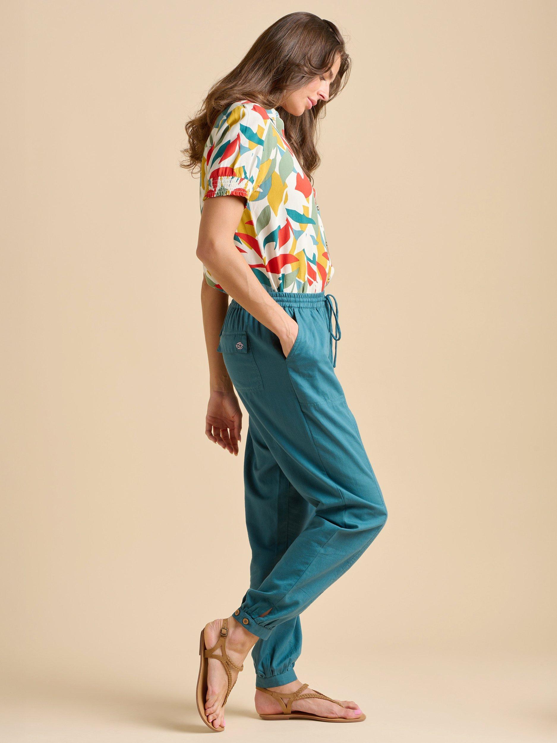 Product image 5 of 5, which shows Brakeburn Cuffed Hem Trousers, Teal, 8