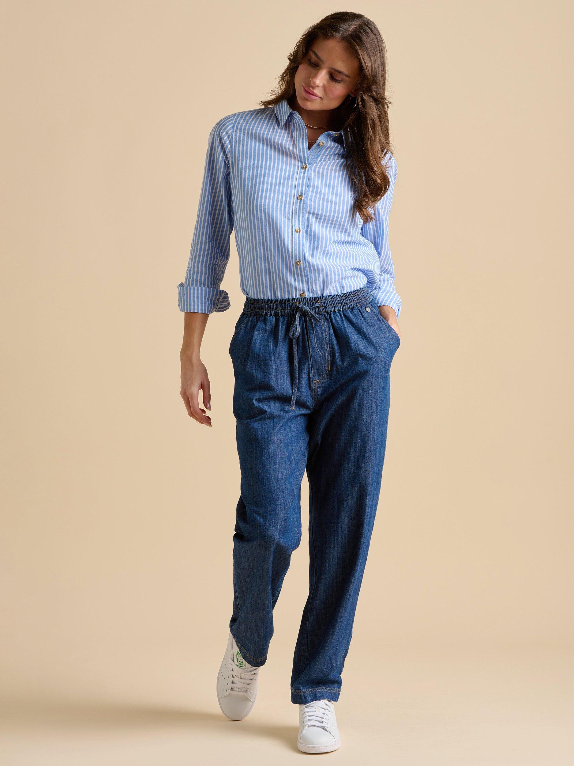 Product image 1 of 5, which shows Brakeburn Denim Beach Trousers, Navy, 8