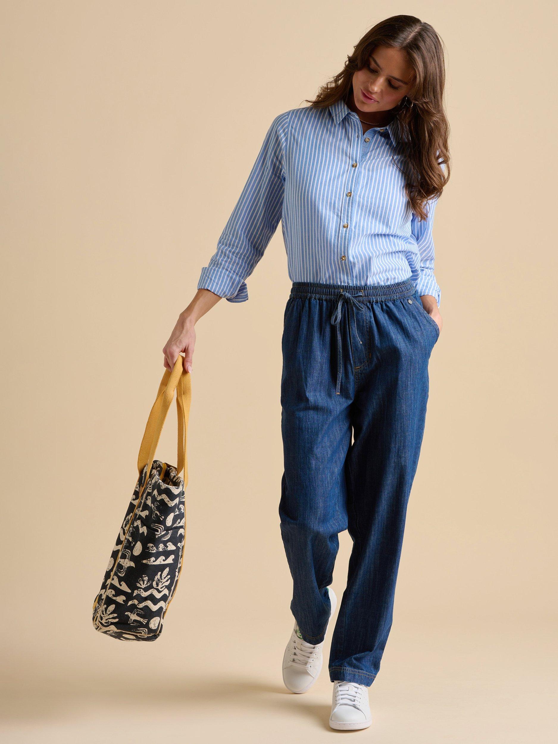 Product image 4 of 5, which shows Brakeburn Denim Beach Trousers, Navy, 8