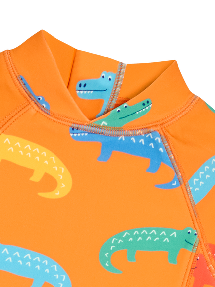 JoJo Maman Bébé Kids' Crocodile Sun Pro Swimsuit, Orange - view 2, Orange