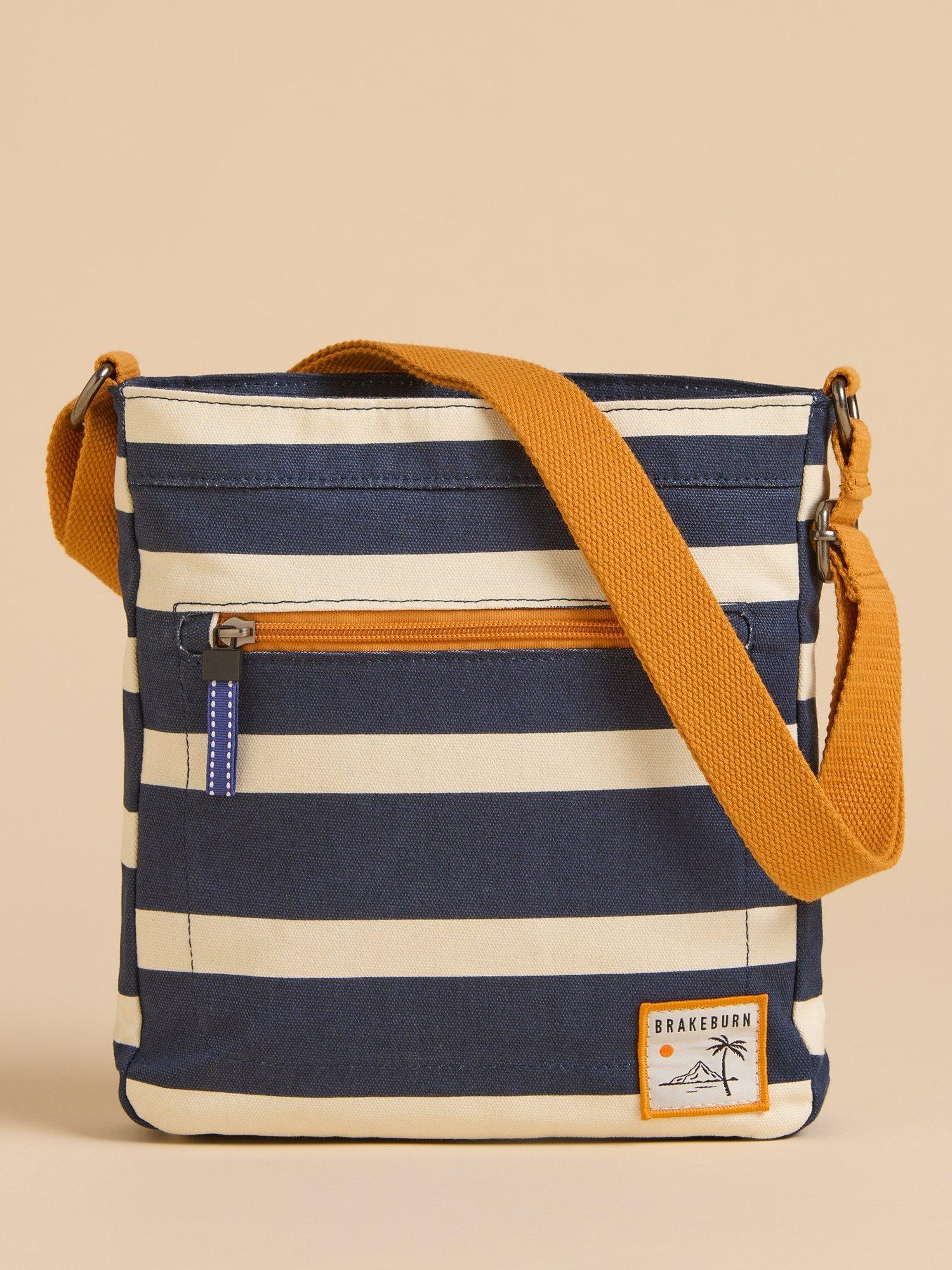Product image 1 of 4, which shows Brakeburn Harbour Stripe Crossbody Bag, Navy
