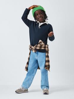 John Lewis Kids' Contrast Collar Rugby Shirt, Blue Navy - view 2, Blue Navy