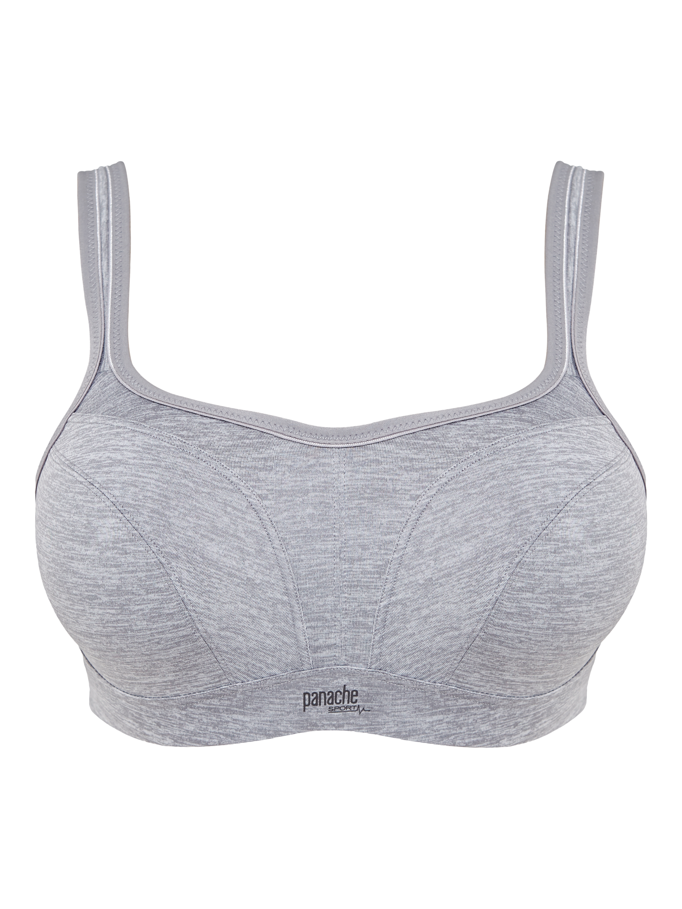 Product image 4 of 4, which shows Panache Power Underwired Sports Bra, Grey Marl, 28DD
