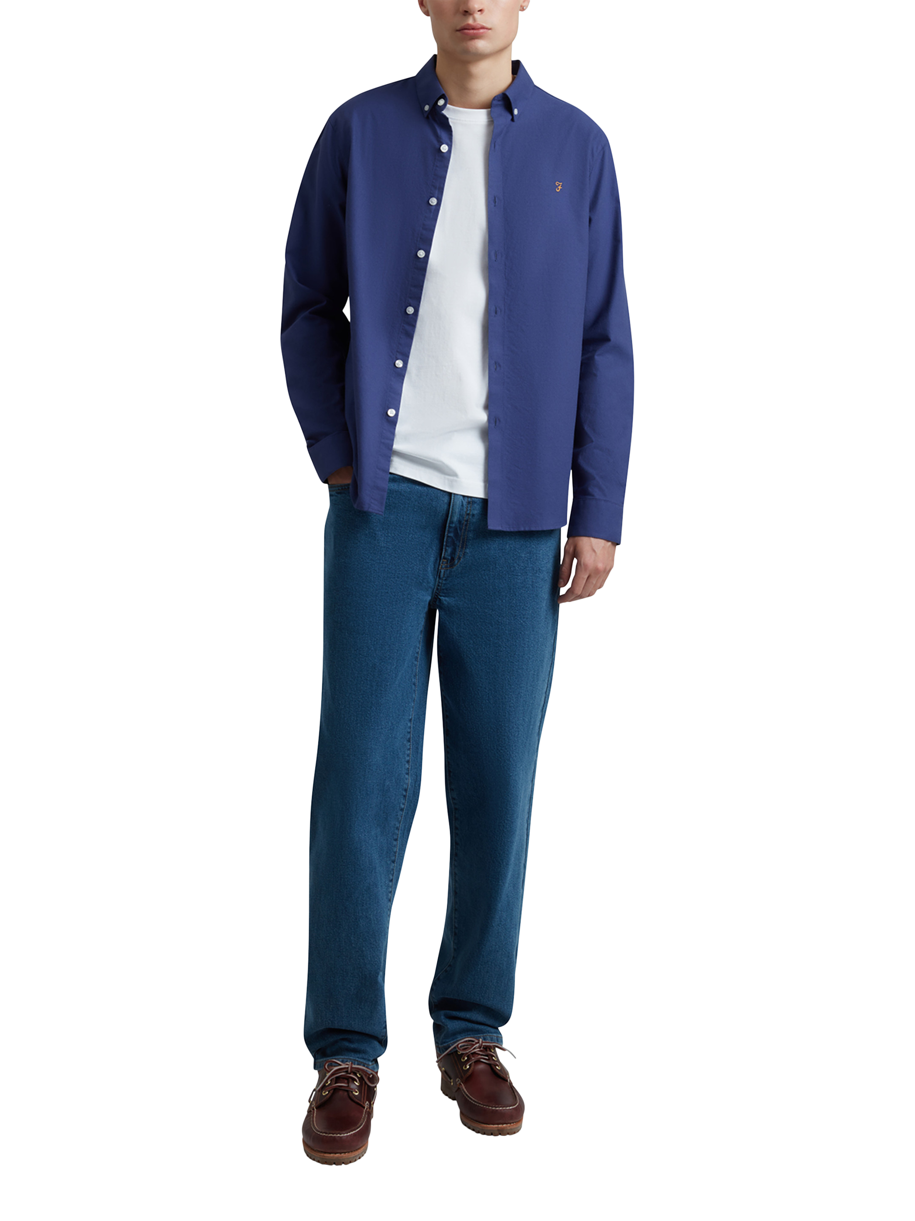 Product image 5 of 5, which shows Farah Brewer Organic Cotton Slim Fit Shirt, Sigil Blue, S