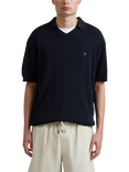 Farah Woodford Cotton Blend Loose Fit Short Sleeve Polo Shirt, True Navy