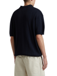 Farah Woodford Cotton Blend Loose Fit Short Sleeve Polo Shirt, True Navy