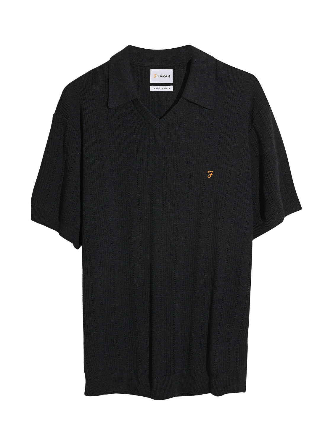 Product image 4 of 5, which shows Farah Woodford Cotton Blend Loose Fit Short Sleeve Polo Shirt, True Navy, S