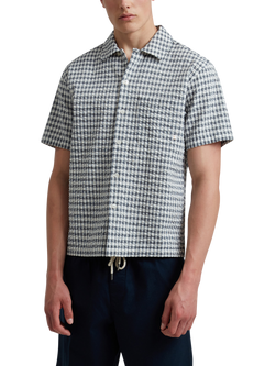 Farah Kegan Organic Cotton Loose Fit Check Shirt, True Navy, True Navy