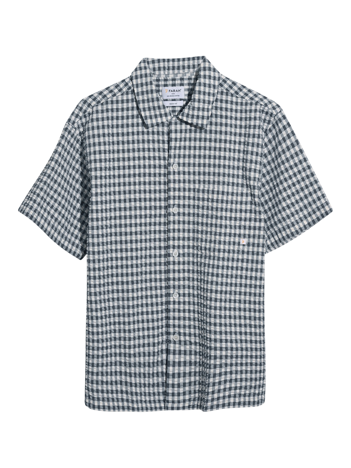 Product image 4 of 5, which shows Farah Kegan Organic Cotton Loose Fit Check Shirt, True Navy, True Navy, S
