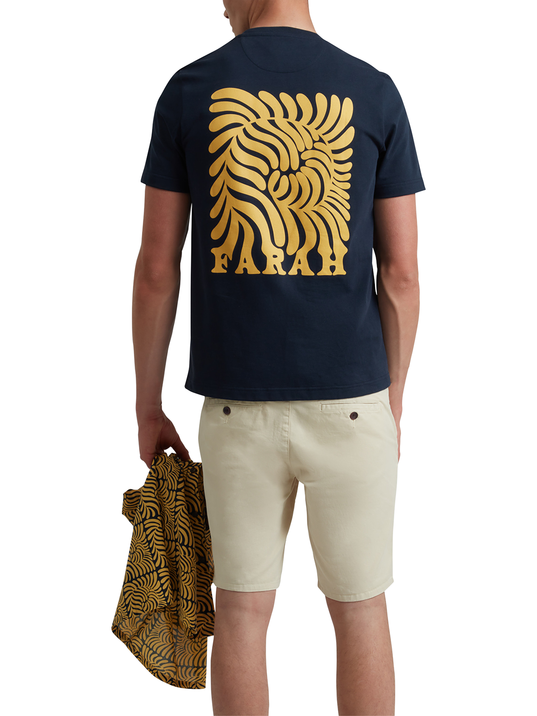 Product image 2 of 5, which shows Farah Amesbury Organic Cotton Regular Fit Short Sleeve Graphic T-Shirt, True Navy, S
