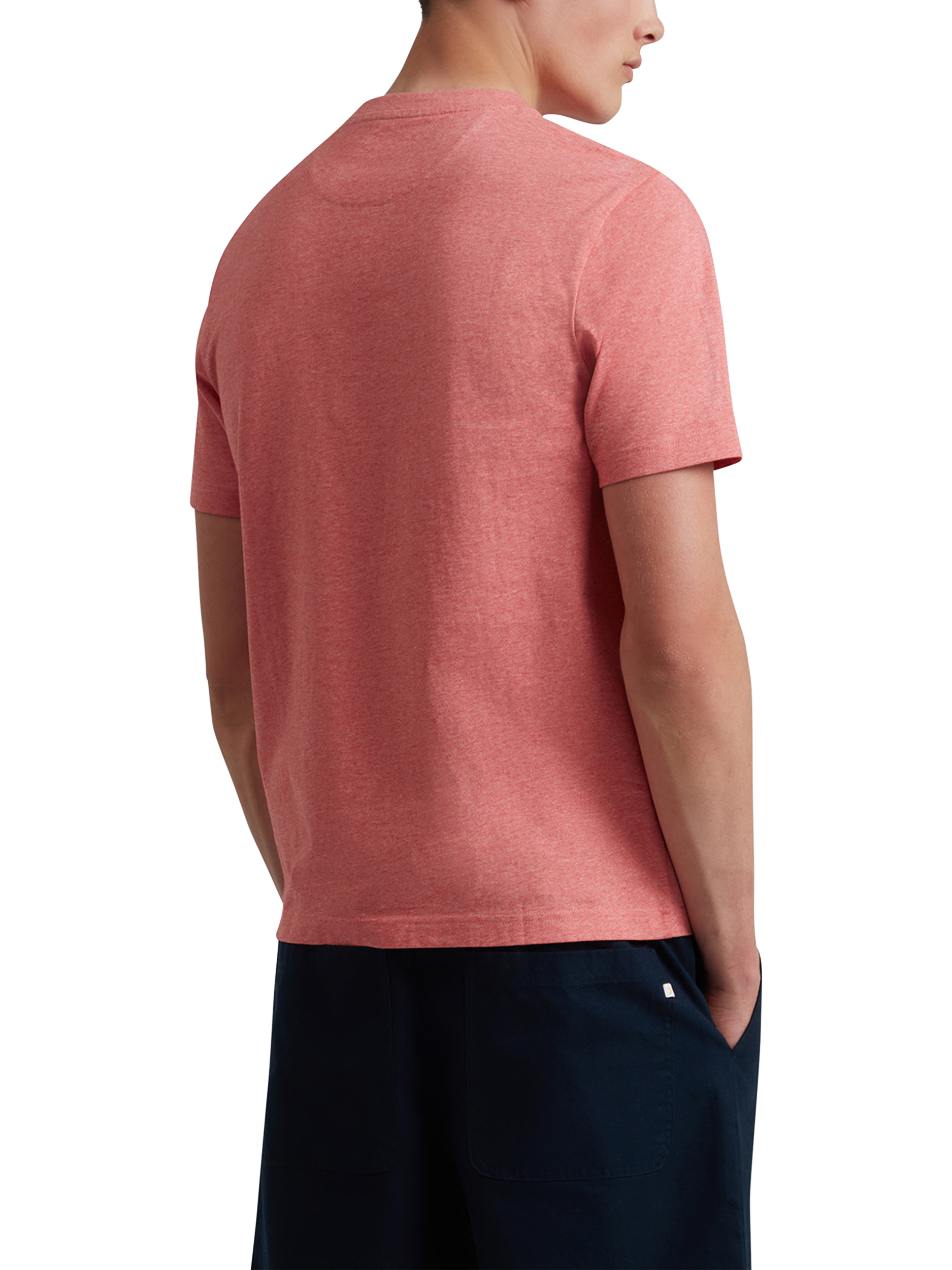 Product image 2 of 5, which shows Farah Organic Cotton Regular Fit Short Sleeve Danny T-Shirt, Carnation Pink Marl, S