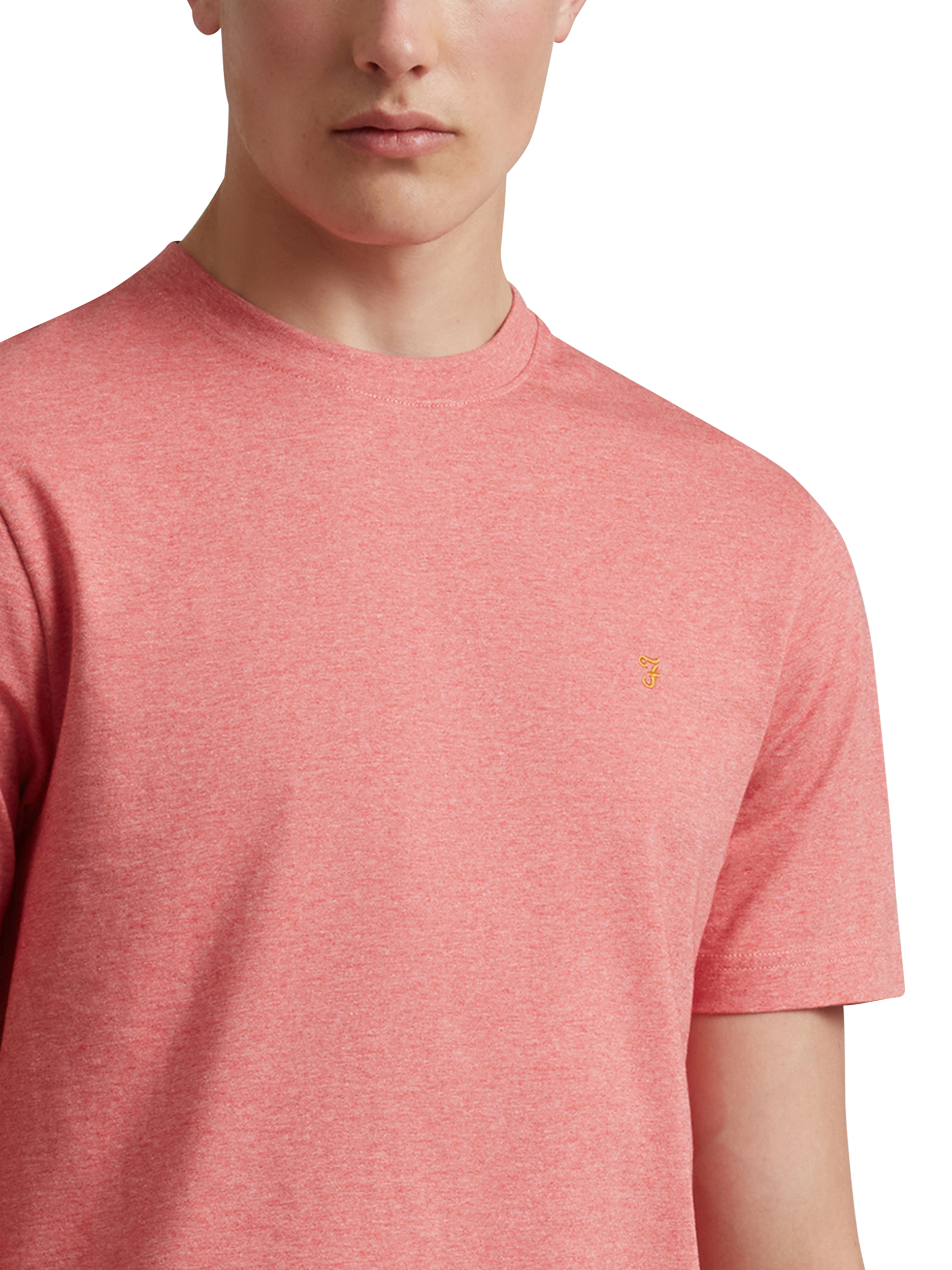 Product image 3 of 5, which shows Farah Organic Cotton Regular Fit Short Sleeve Danny T-Shirt, Carnation Pink Marl, S