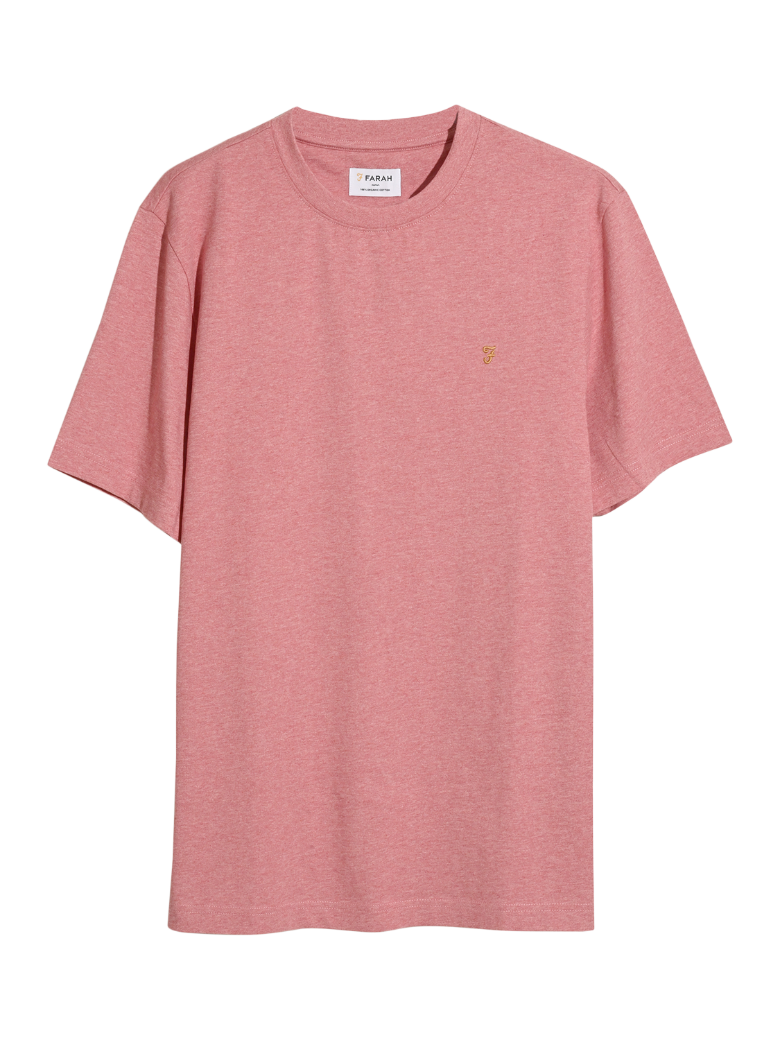 Product image 4 of 5, which shows Farah Organic Cotton Regular Fit Short Sleeve Danny T-Shirt, Carnation Pink Marl, S