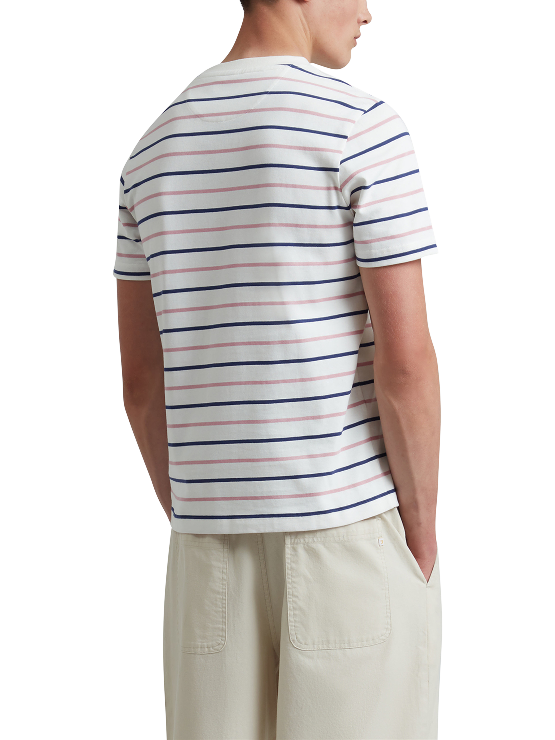 Product image 2 of 5, which shows Farah Stacy Organic Cotton Regular Fit Short Sleeve Stripe T-Shirt, Ecru, S