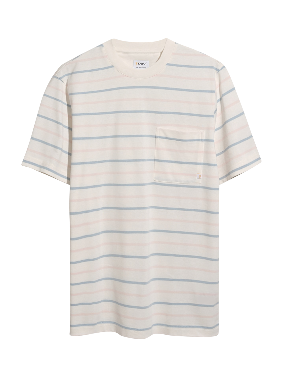Product image 4 of 5, which shows Farah Stacy Organic Cotton Regular Fit Short Sleeve Stripe T-Shirt, Ecru, S