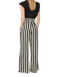 SUNCOO Jerry Striped Wide Leg Trousers, Black/White