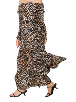 SUNCOO Fado Leopard Print Maxi Skirt, Brown/Multi - view 2, Brown Multi