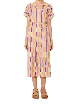 SUNCOO Calvin Wavy Stripe Crochet Midi Dress, Multi, Multi