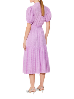 SUNCOO Carla Organic Cotton Belted Midi Dress, Lilac - view 2, Lilac