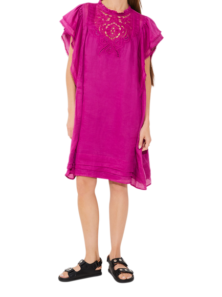 SUNCOO Clody Linen Blend Layered Mini Dress, Purple, Purple