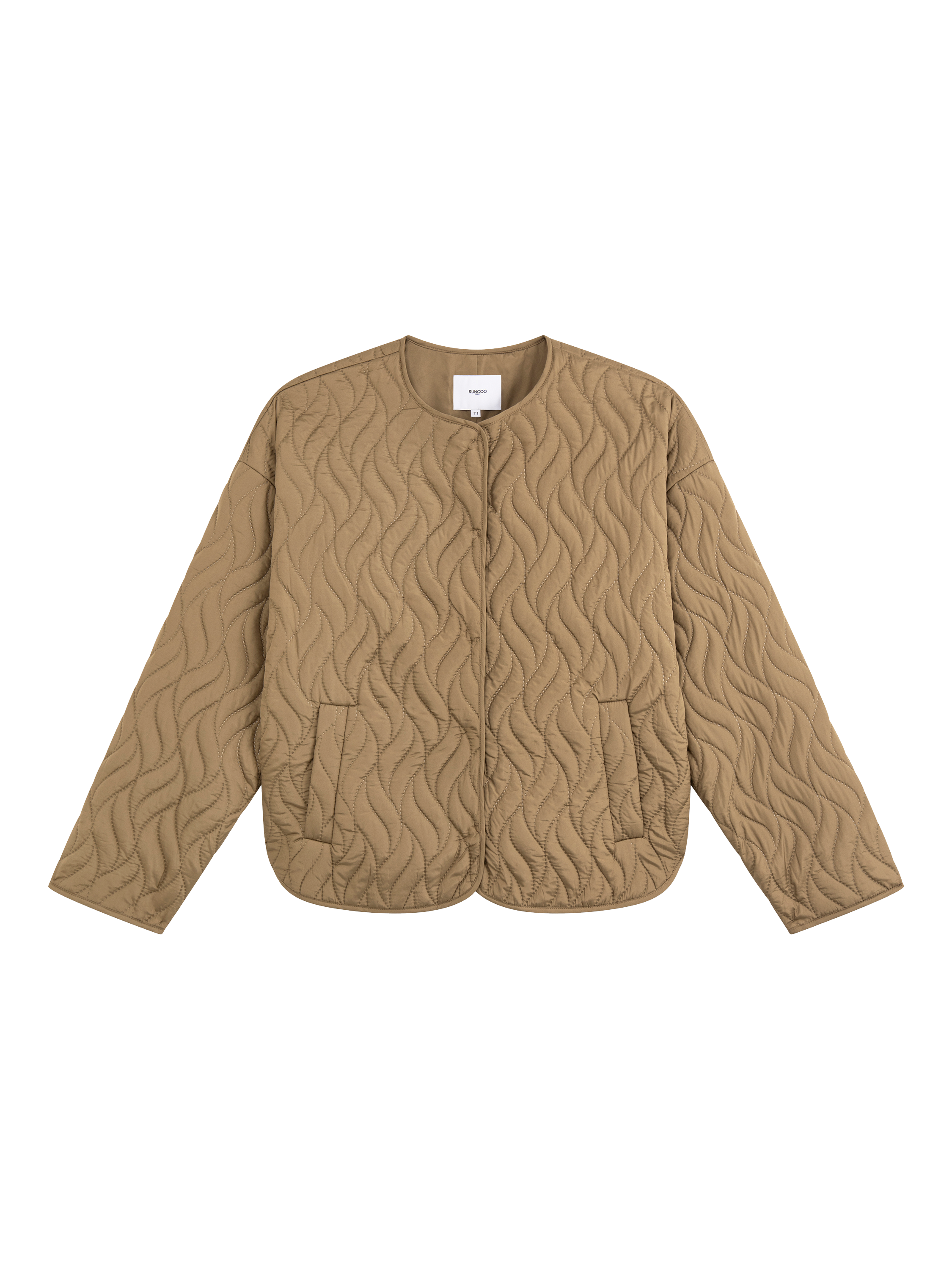 Product image 1 of 1, which shows SUNCOO Ethan Quilted Cotton Jacket, Khaki, S