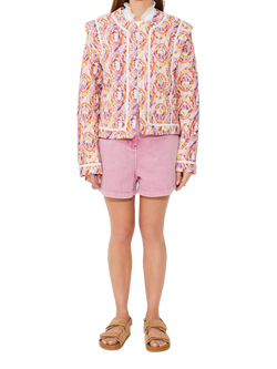 SUNCOO Devon Mumbai Print Quilted Jacket, Multi, Multi