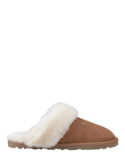 Hush Puppies Samantha Suede Sheepskin Collar Mule Slippers, Tan