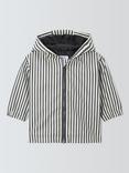John Lewis Baby Stripe Water Resistant Rain Mac Jacket, Grey/White Stripe