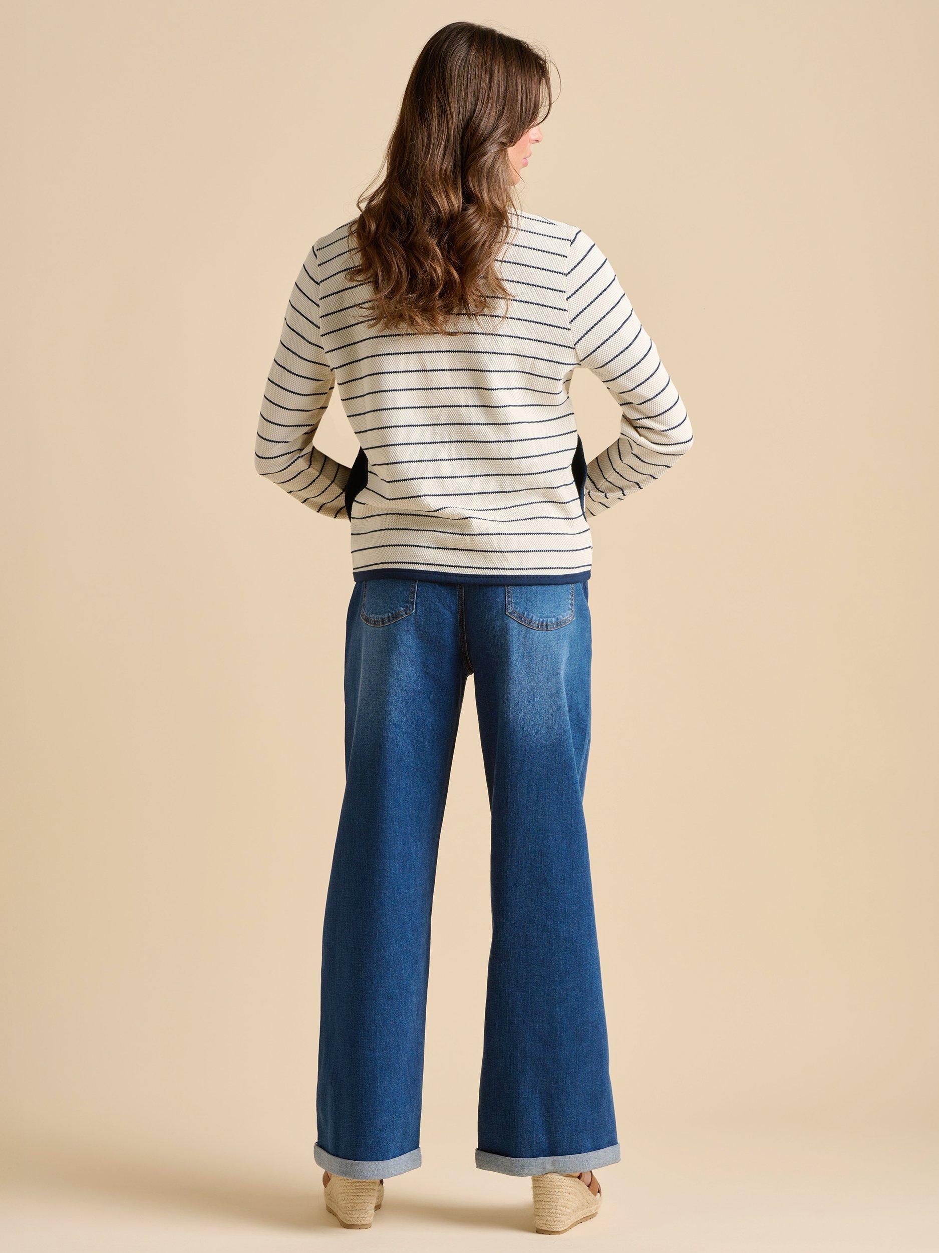 Product image 2 of 5, which shows Brakeburn Breton Stripe Sweat Jacket, Cream, 8
