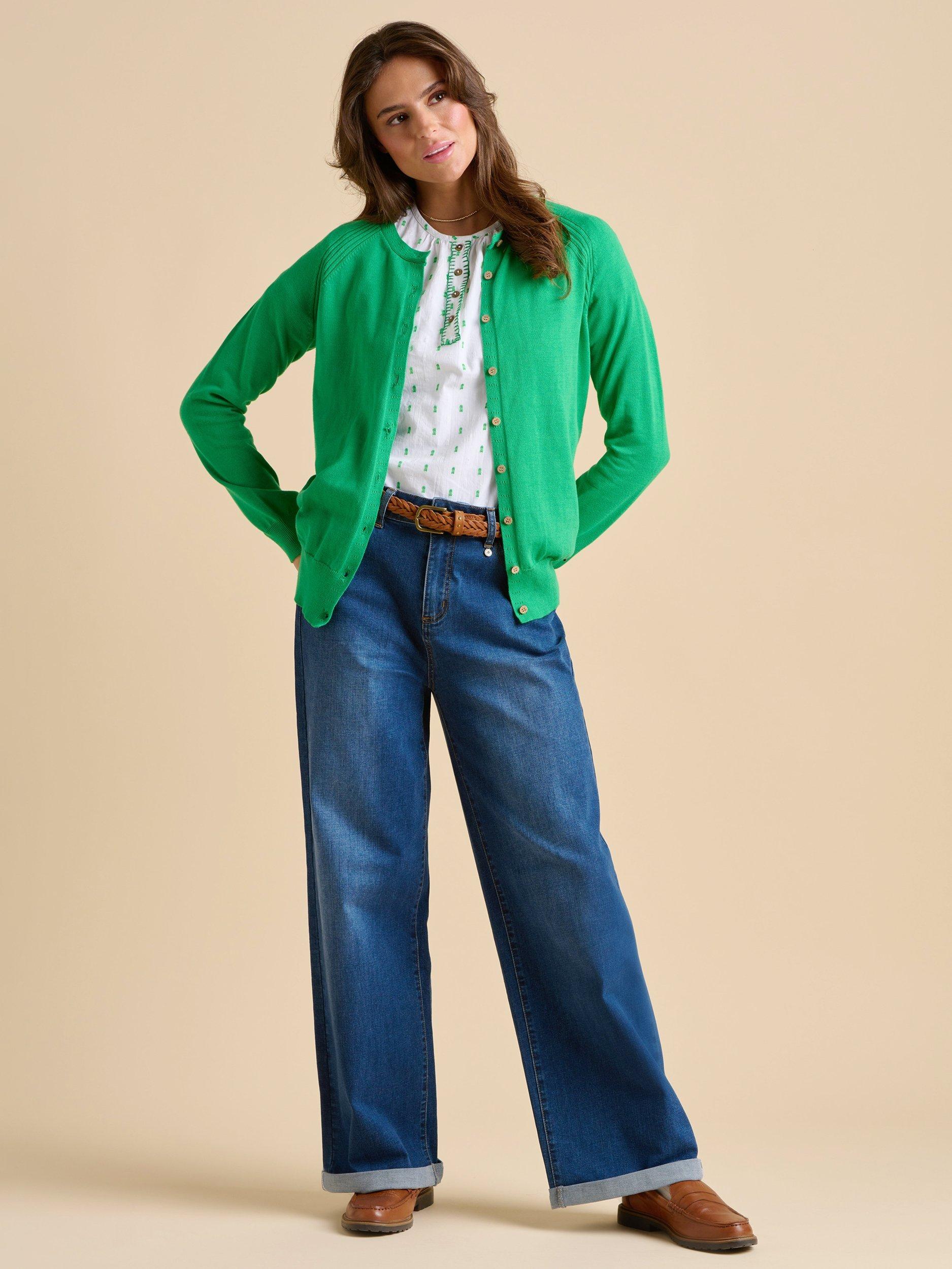 Product image 1 of 5, which shows Brakeburn Kelly Round Neck Cardigan, Green, 8